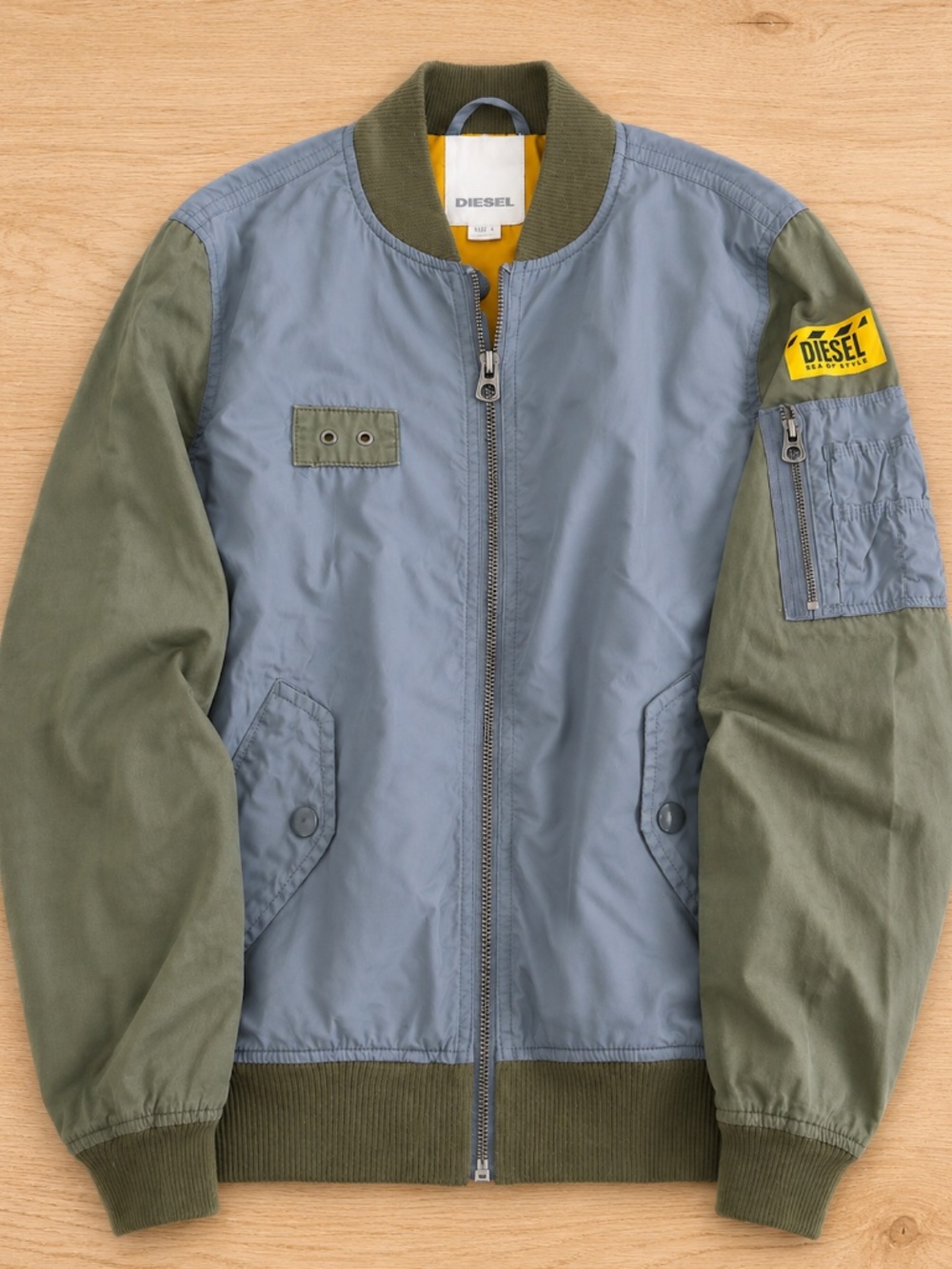 Diesel Sea Of Style Bomber Jacket Military Green Gray Size L Excellent Condition